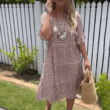 ZORA | Robe Midi Sable à Manches Courtes