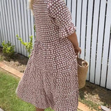 ZORA | Robe Midi Sable à Manches Courtes