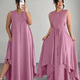 Amandine | Robe longue à taille nouée