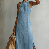 Julia | Robe en denim à dentelle rétro