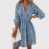 Christine | Robe Florale à Manches Bouffantes