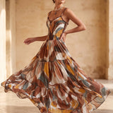 Faustine | Robe longue bohème aux tons chaleureux