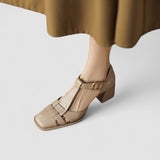 Elyxiana | Orthopedic Block Heels with T-Strap