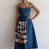 Isabeau | Robe midi à imprimé marin