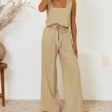 Megan - Ensemble Top Minimaliste avec Pantalon Évasé