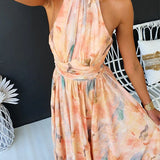 Ava | Robe Maxi Fleurie à Décolleté Halter