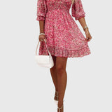 Christine | Robe Florale à Manches Bouffantes