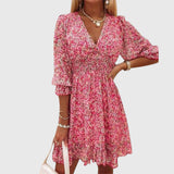 Christine | Robe Florale à Manches Bouffantes