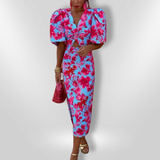Oranit | Robe en Lin Colorée avec Manches Plissées