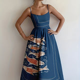 Isabeau | Robe midi à imprimé marin