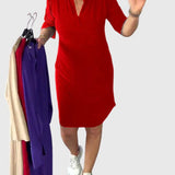 Caroline | Solid V-Neck Dress