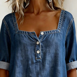 Avélia | Chemise en denim à col carré