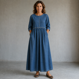 Melissa | Robe en jean col rond à manches longues
