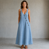 Vera | Robe longue en denim boutonnée