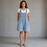 Clara | Salopette courte en jean bleu clair