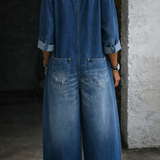 Elena | Combinaison en denim à épaules dénudées