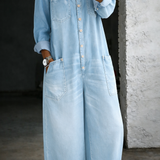 Elena | Combinaison en denim à épaules dénudées