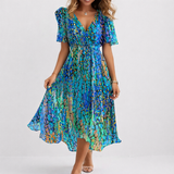 SAPHIR | Aérienne Robe Midi Bleue Côte