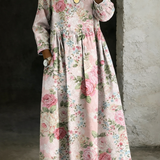 Brooklyn | Robe en jean à col fleuri