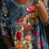 Nicole | Blouse en denim à fleurs vintage