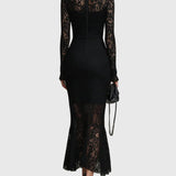 Monica | Élégante Robe Maxi Évasée en Dentelle