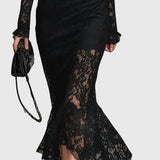 Monica | Élégante Robe Maxi Évasée en Dentelle