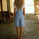 Clara | Salopette courte en jean bleu clair