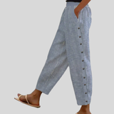 Linaya - Pantalon Rayé à Boutons
