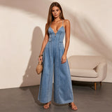 Léonie | Combinaison denim col plongeant