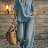 Céleste | Ensemble denim col V