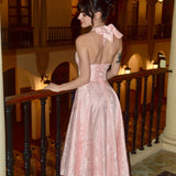 Clara | Robe midi rose à dos nu