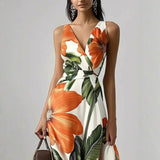 Aline | Long Floral Dress with V-Neck