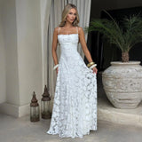 Maria | Long Jacquard Chiffon Dress