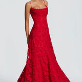 Maria | Long Jacquard Chiffon Dress