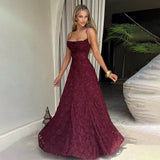 Maria | Long Jacquard Chiffon Dress