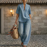 Céleste | Ensemble denim col V
