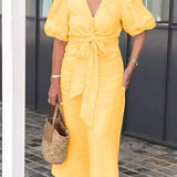 LYNORA | Élégante Robe Midi à Encolure en V