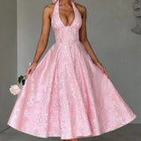 Clara | Robe midi rose à dos nu