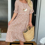 ZORA | Robe Midi Sable à Manches Courtes