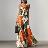 Aline | Long Floral Dress with V-Neck