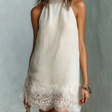 Robe Mini Col Halter Écru Chic