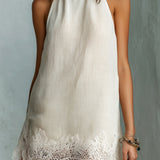 Robe Mini Col Halter Écru Chic