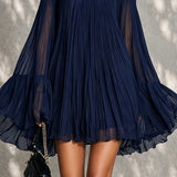 Robe Mini à Manches Évasées avec Volants et Épaules Dégagées