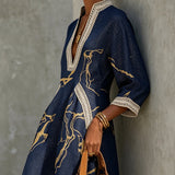 Robe Mini Décolleté V Imprimé Or Marina