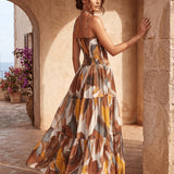 Faustine | Robe longue bohème aux tons chaleureux