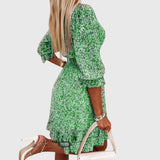 Christine | Robe Florale à Manches Bouffantes