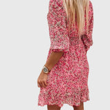 Christine | Robe Florale à Manches Bouffantes