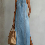 Julia | Robe en denim à dentelle rétro