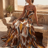Faustine | Robe longue bohème aux tons chaleureux