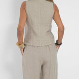 Aira - Buttoned Vest and Wide-Leg Pants Set